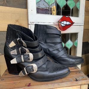 Steve Madden Buckle Booties Black